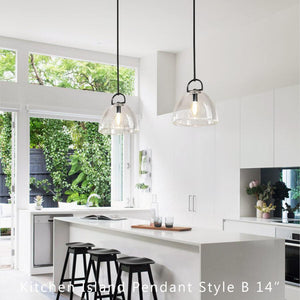 Botan Dome Crystal Pendant Light Vintage Brass Matte Black