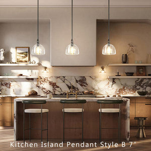 Botan Dome Crystal Pendant Light Vintage Brass Matte Black