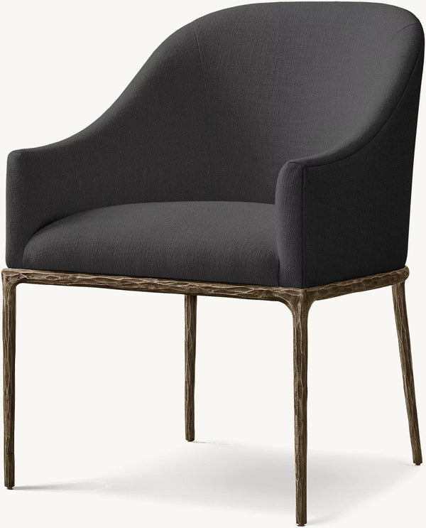 Thadeus Barrelback Slope Fabric Dining Armchair
