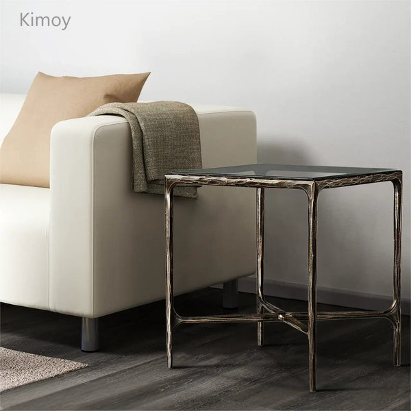 Thaddeus Glass Square Side Table 18" 22"