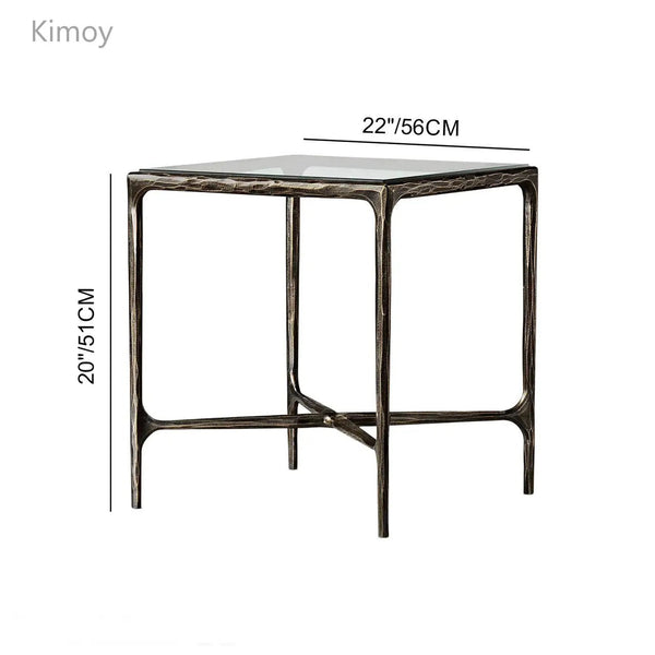 Thaddeus Glass Square Side Table 18" 22"