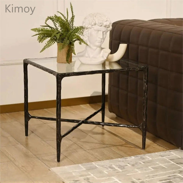 Thaddeus Glass Square Side Table 18" 22"