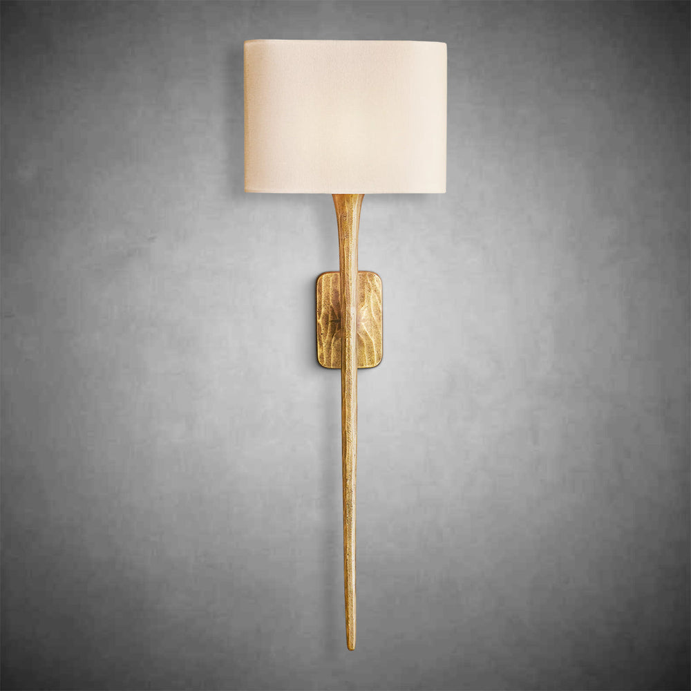 Elegant Thadeas Grand Shaded Wall Sconce: Hand-Hammered Brass, Pewter, Bronze Finishes