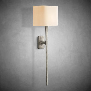Elegant Thadeas Grand Shaded Wall Sconce: Hand-Hammered Brass, Pewter, Bronze Finishes