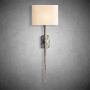 Elegant Thadeas Grand Shaded Wall Sconce: Hand-Hammered Brass, Pewter, Bronze Finishes
