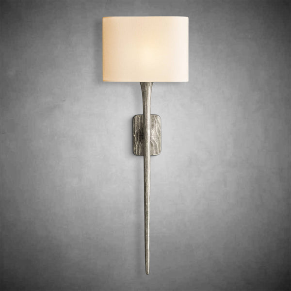 Elegant Thadeas Grand Shaded Wall Sconce: Hand-Hammered Brass, Pewter, Bronze Finishes