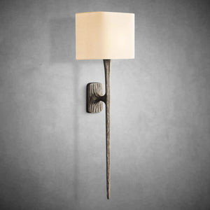 Elegant Thadeas Grand Shaded Wall Sconce: Hand-Hammered Brass, Pewter, Bronze Finishes