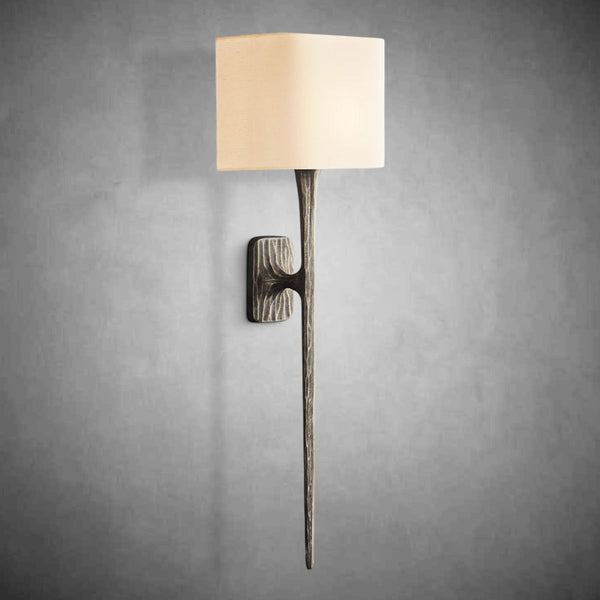 Elegant Thadeas Grand Shaded Wall Sconce: Hand-Hammered Brass, Pewter, Bronze Finishes