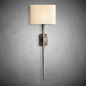 Elegant Thadeas Grand Shaded Wall Sconce: Hand-Hammered Brass, Pewter, Bronze Finishes