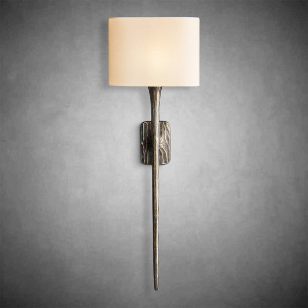 Elegant Thadeas Grand Shaded Wall Sconce: Hand-Hammered Brass, Pewter, Bronze Finishes