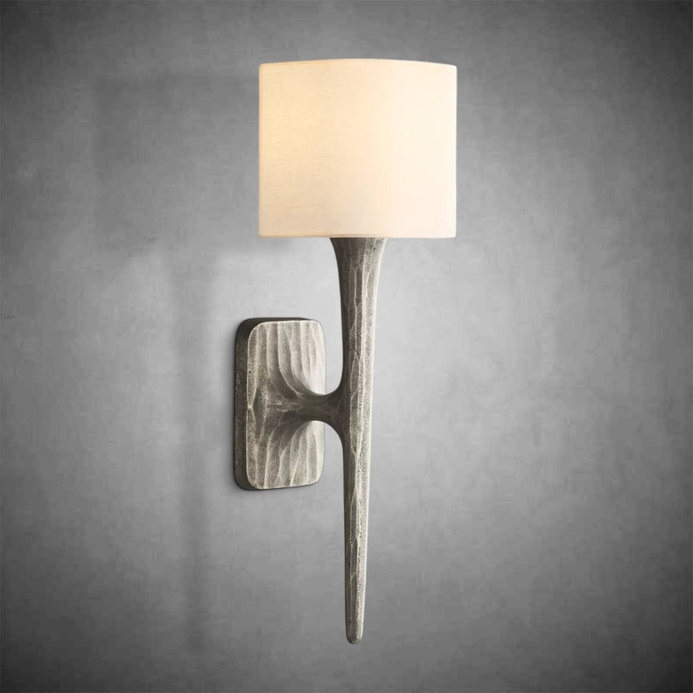 Elegant Thadeus Shaded Wall Sconce: Hand-Hammered Brass, Bronze, or Pewter Finish
