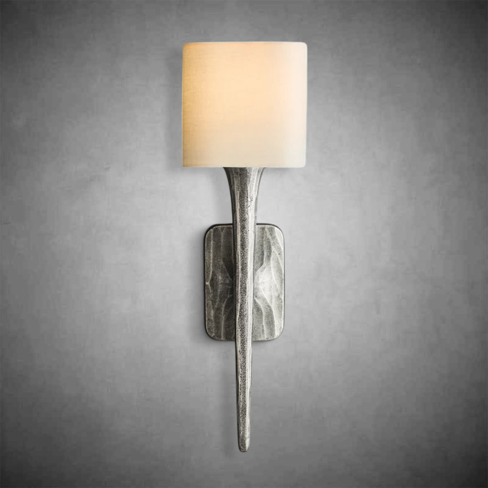 Elegant Thadeus Shaded Wall Sconce: Hand-Hammered Brass, Bronze, or Pewter Finish