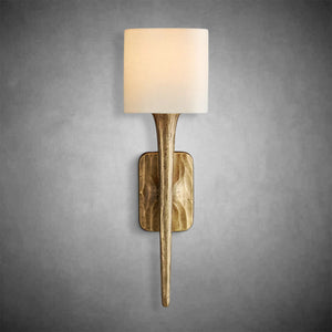 Elegant Thadeus Shaded Wall Sconce: Hand-Hammered Brass, Bronze, or Pewter Finish