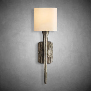Elegant Thadeus Shaded Wall Sconce: Hand-Hammered Brass, Bronze, or Pewter Finish