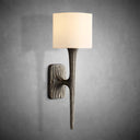 Elegant Thadeus Shaded Wall Sconce: Hand-Hammered Brass, Bronze, or Pewter Finish