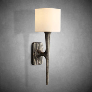 Elegant Thadeus Shaded Wall Sconce: Hand-Hammered Brass, Bronze, or Pewter Finish