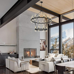 Wagon Wheel Chandelier 2 Tier