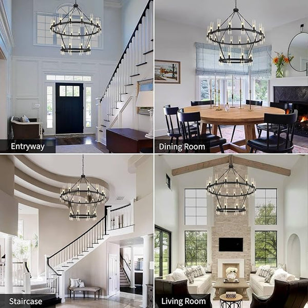 Wagon Wheel Chandelier 2 Tier