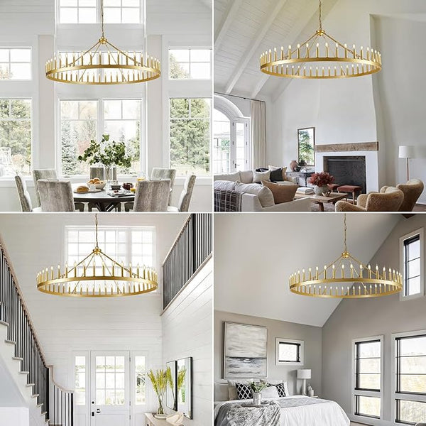 Wagon Wheel Chandelier with Candle Shade