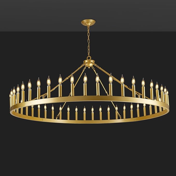 Wagon Wheel Chandelier with Candle Shade