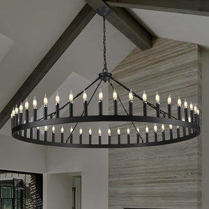 Wagon Wheel Chandelier with Candle Shade