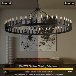 Wagon Wheel Chandelier with Candle Shade