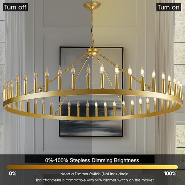 Wagon Wheel Chandelier with Candle Shade