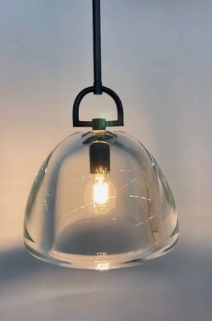 Botan Dome Crystal Pendant Light Vintage Brass Matte Black