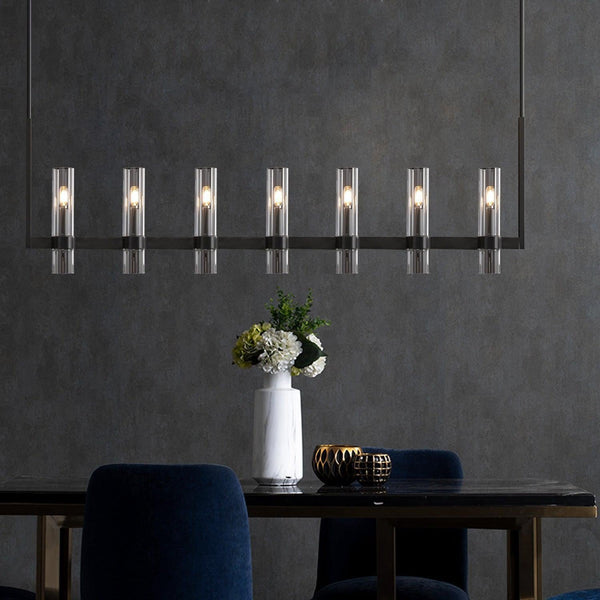 Ravelle 59-Inch Linear Glass Shade Chandelier for Dining Room