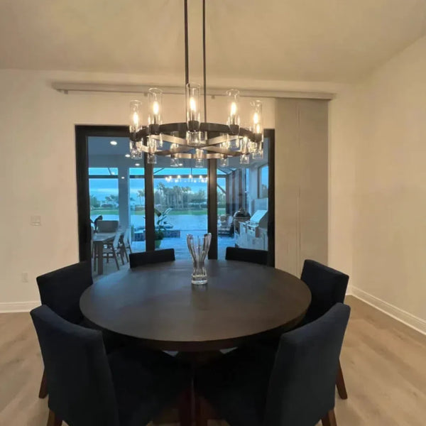 Clear Blown Glass Round Chandelier 48in 16-Light Luxury Brass