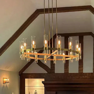 Lavelle 60-inch Round Glass Chandelier with 20 LED E12 Bulbs