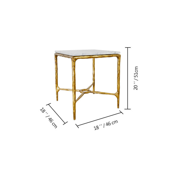 Thaddeus Mabrble Square Side Table 18" 22"