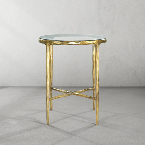 Thaddeus Glass Round Side Table 18" 22"