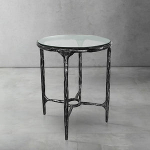 Thaddeus Glass Round Side Table 18" 22"