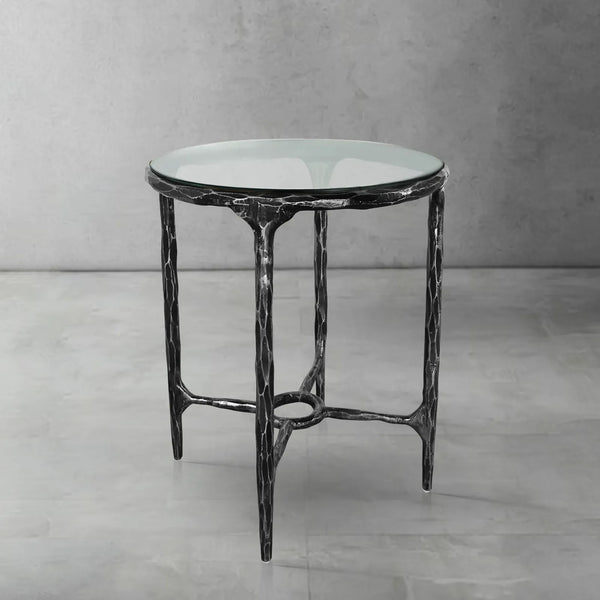 Thaddeus Glass Round Side Table 18" 22"
