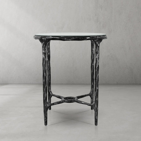 Thaddeus Glass Round Side Table 18" 22"