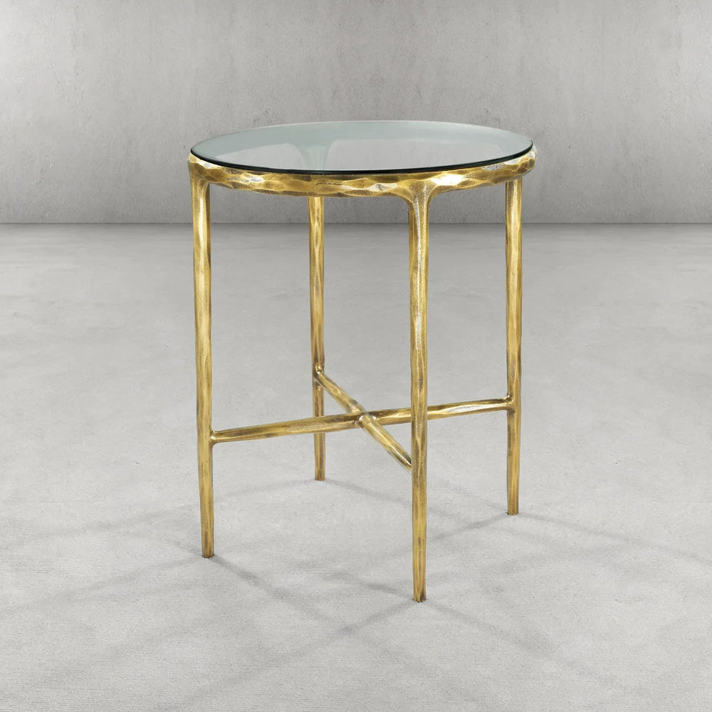 Thaddeus Glass Round Side Table 18" 22"