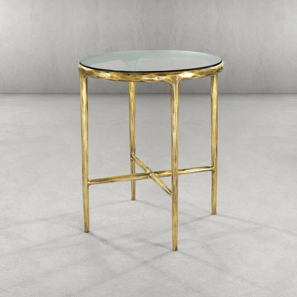 Thaddeus Glass Round Side Table 18" 22"