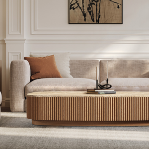 Mulholland Oak Wood & Stone Coffee Table